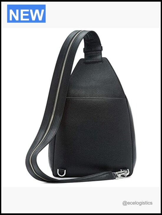 Vegan Leather Convertible Sling Backpack, 2 Pockets, Zip Closure main image 7